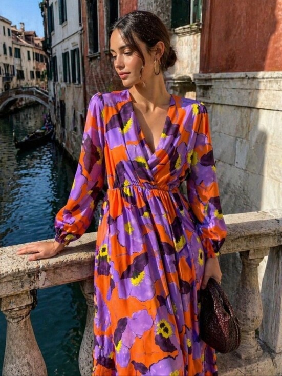 Artigli Dresses & Skirts - EUC Artigli Made In Italy Floral Dress Size 42